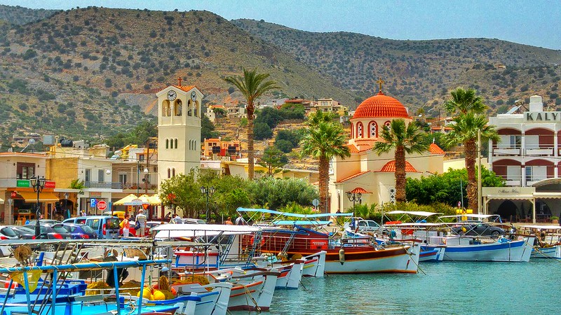 Elounda port in Crete, Greece