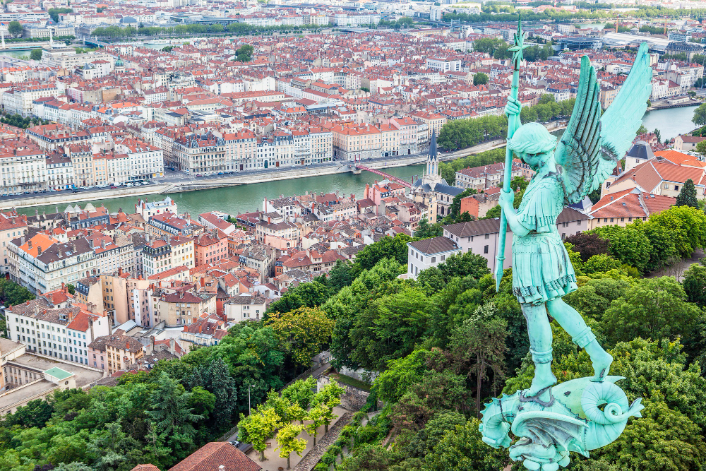 Top of Notre Dame de Fourvière in Lyon, France