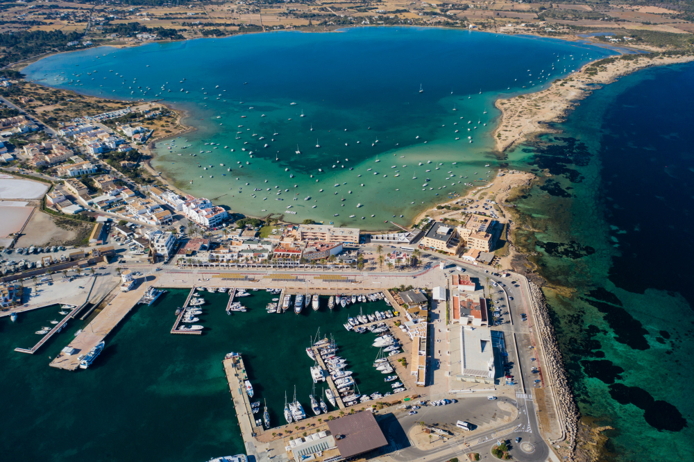 Turquoise Bay at Formentera in Balearic Islands, Spain